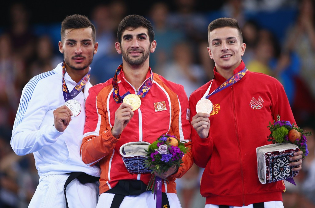 Emil Pavlov (right) was one of two Macedonian medallists at the inaugural European Games in Baku in June