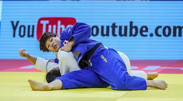 Japan's Ruika Sato stunned reigning world champion Mayra Aguiar of Brazil to claim the women's under-78 kilograms gold medal ©IJF