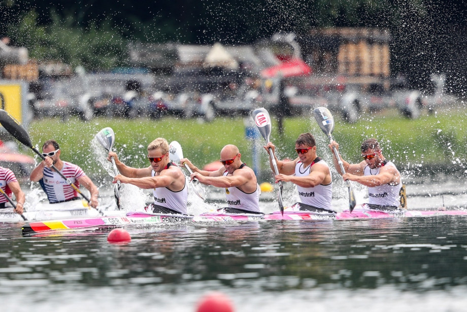 Germany won the K4 500m event in home water today ©ICF