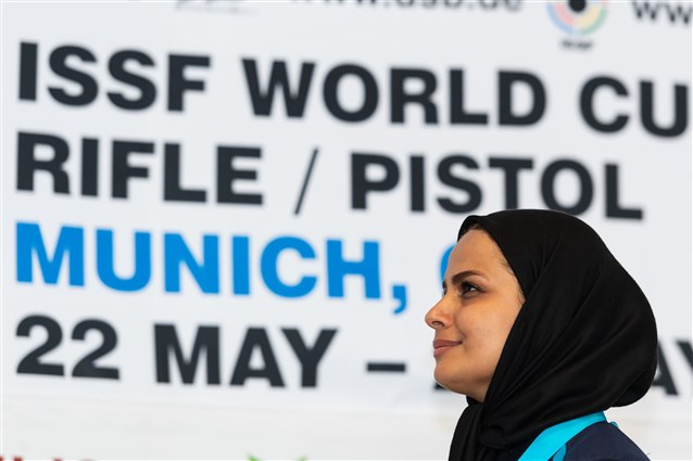 Iran's Elaheh Ahmadi upset the odds to win the women's 50m rifle three positions event ©ISSF