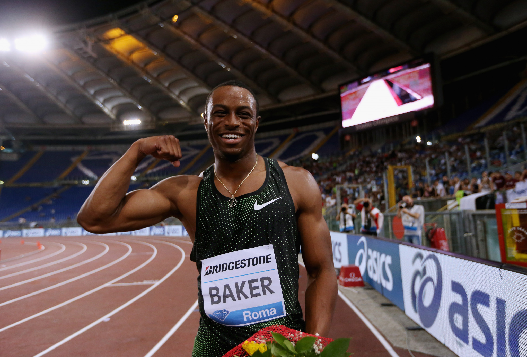 Ronnie Baker celebrates his win in Rome ©Getty Images