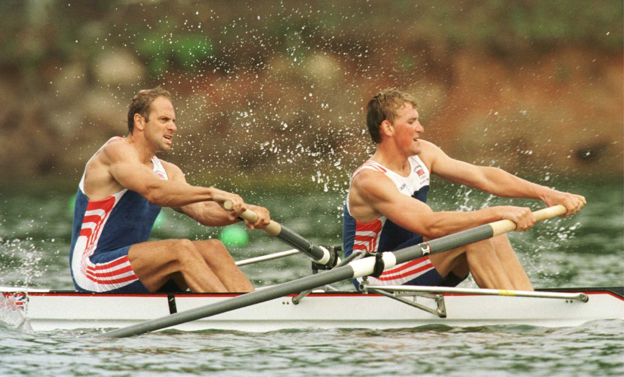 Steve Redgrave, left, and Matthew Pinsent row to gold at Atlanta 1996 ©Getty Images