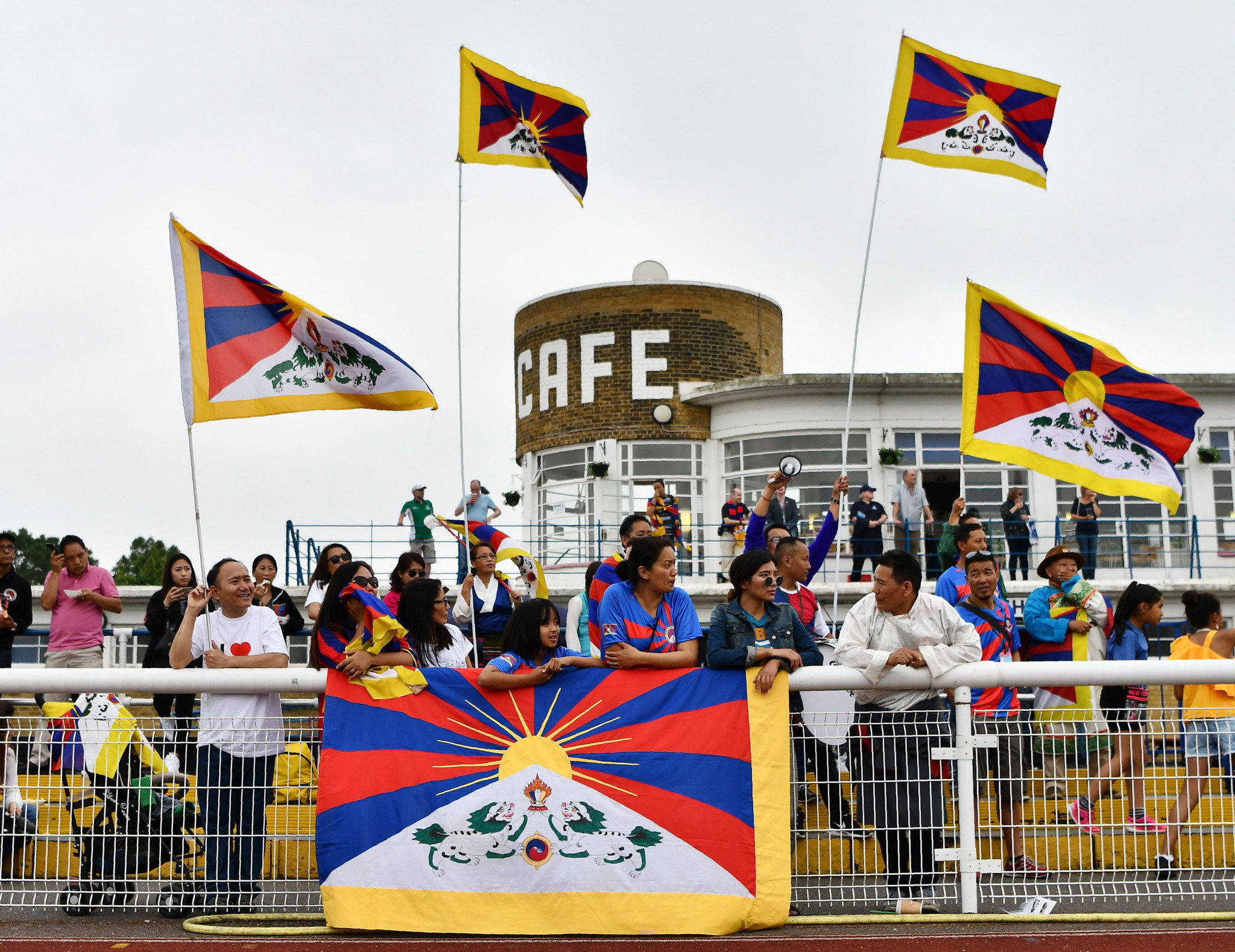 Tibet flags fly at the CONIFA World Football Cup in Enfield ©Getty Images