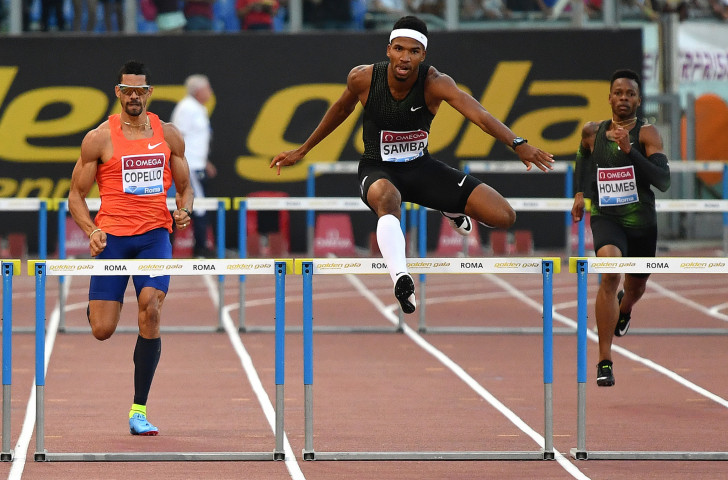 Qatar's Abderrahman Samba, pictured en-route to 400m hurdles victory at last week's IAAF Diamond League meeting in Oslo, will be the main target for home world champion Karsten Warholm in tomorrow's Bislett Games in Oslo ©Getty Images  