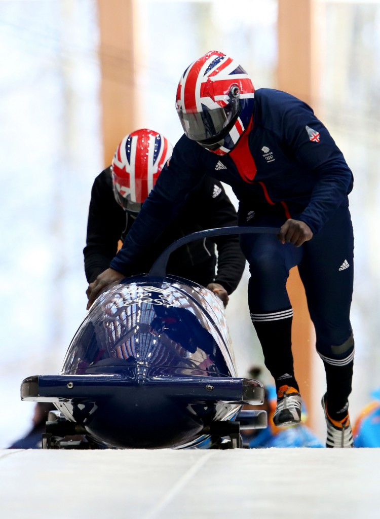 Craig Pickering, back, is another British sprinter to have moved to bobsleigh