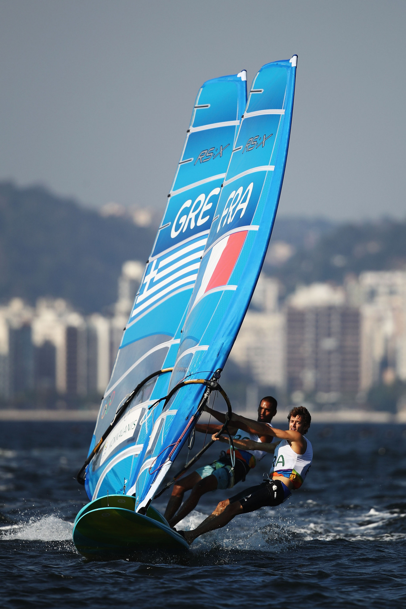 France's Pierre Le Coq, pictured en-route to Rio 2016 bronze in the RS:X windsurfing class, takes a lead into tomorrow's medal race at the Sailing World Cup in Marseille ©Getty Images  