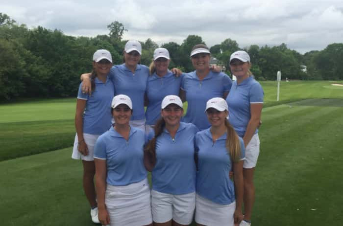 Great Britain and Ireland's players trail 4-2 to Team USA after the opening day of their defence of the Curtis Cup in New York ©Twitter