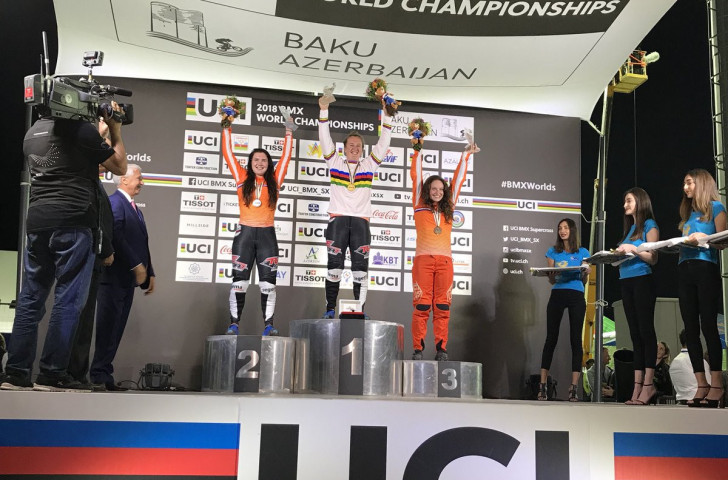 Laura Smulders took gold, and sister Merel silver in the women's final at the UCI BMX World Championships ©UCI