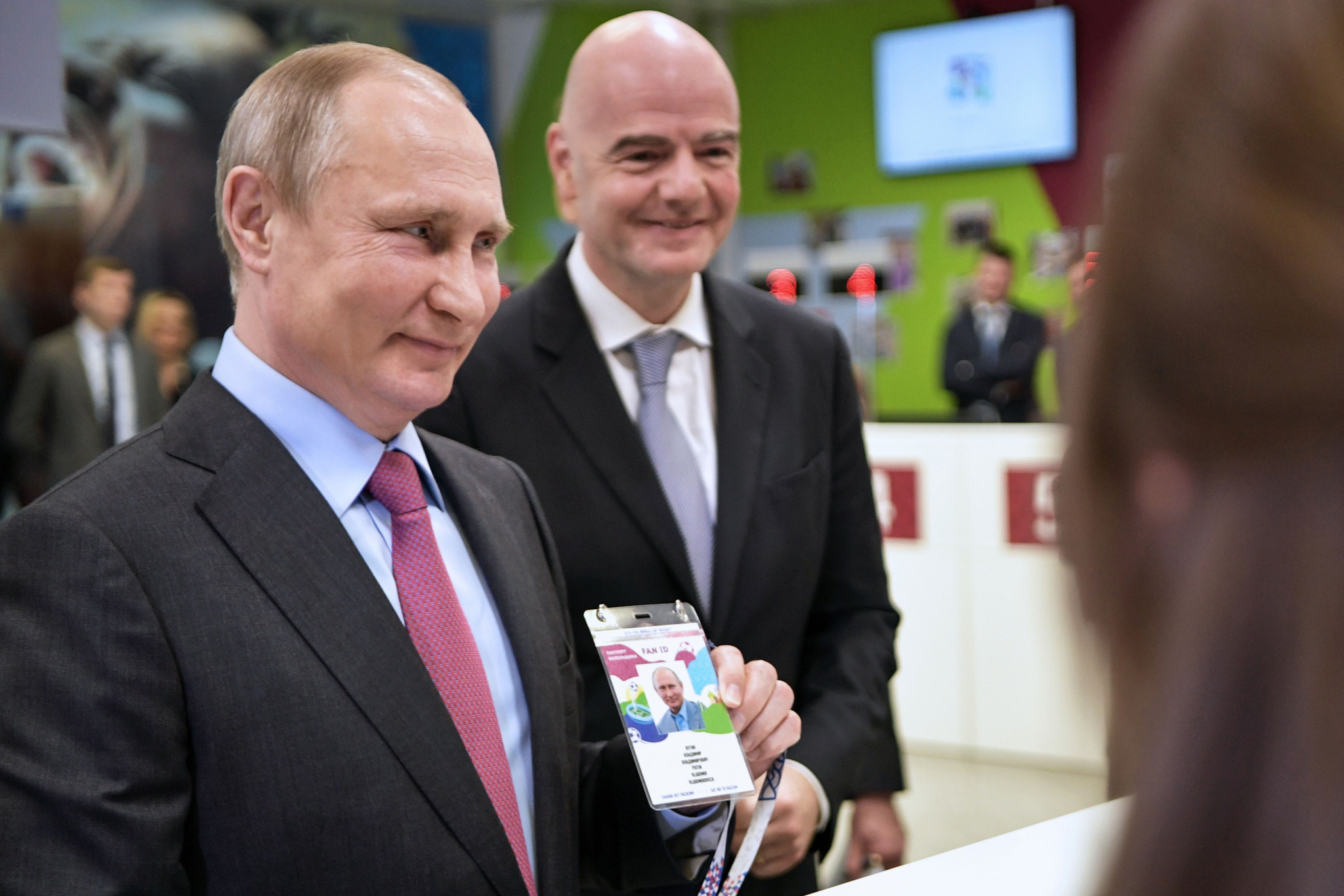 Vladimir Putin, left, pictured with FIFA President Gianni Infantino last month ©Getty Images