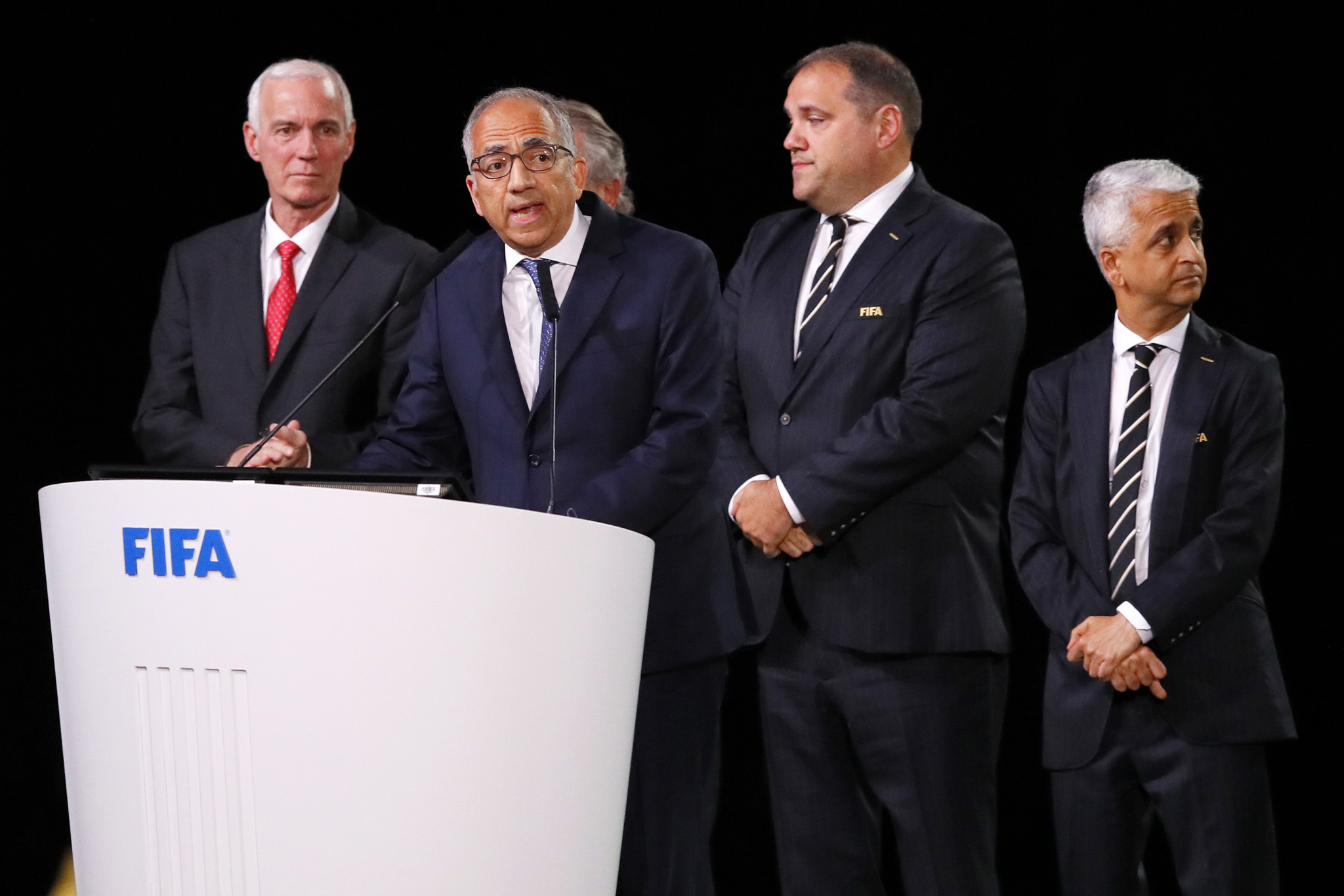 North American bidding officials speak after being awarded the World Cup ©Getty Images