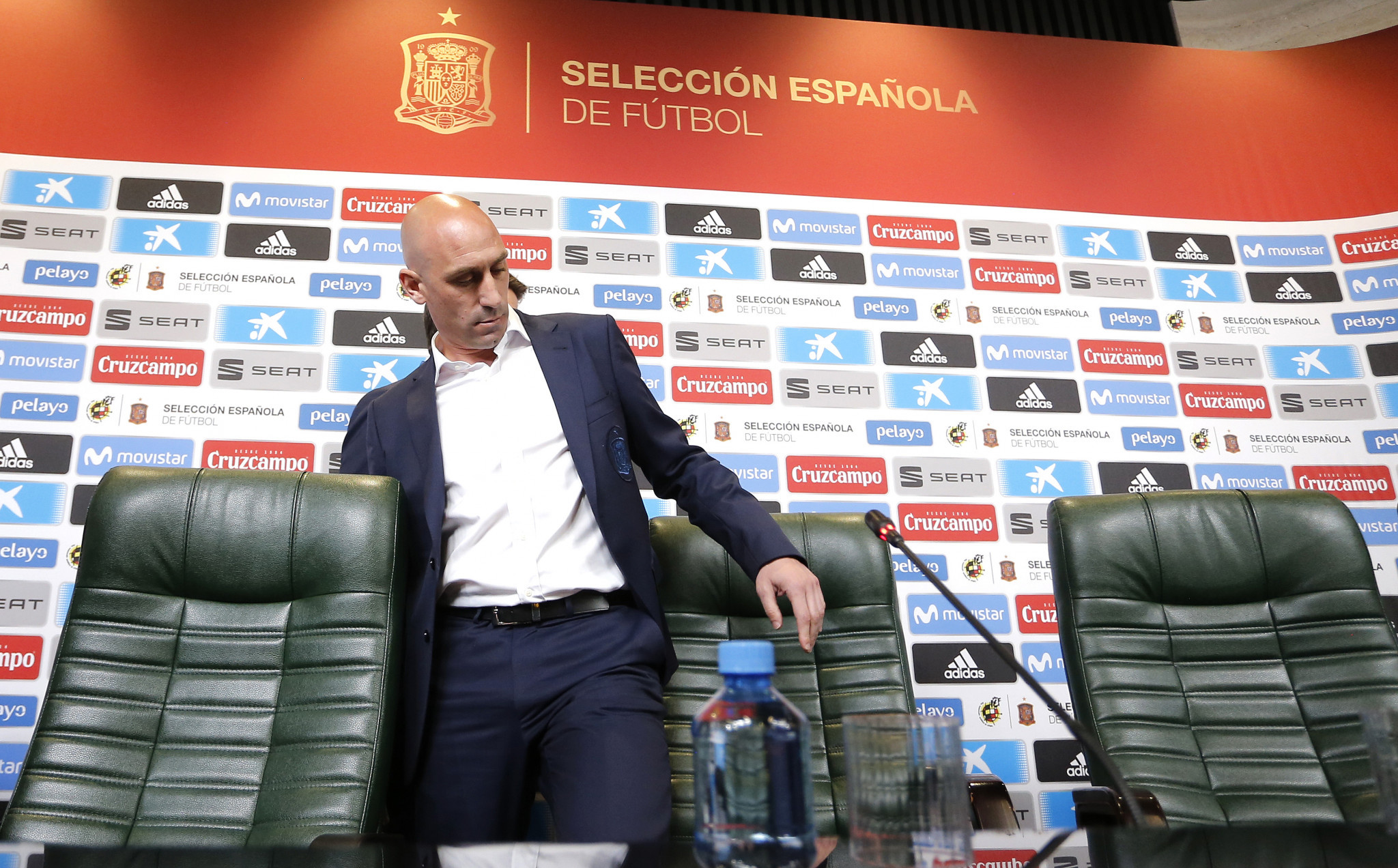 Spanish FA President Luis Manuel Rubiales was otherwise occupied today in Krasnodar announcing the sacking of coach, Julen Lopetegui ©Getty Images