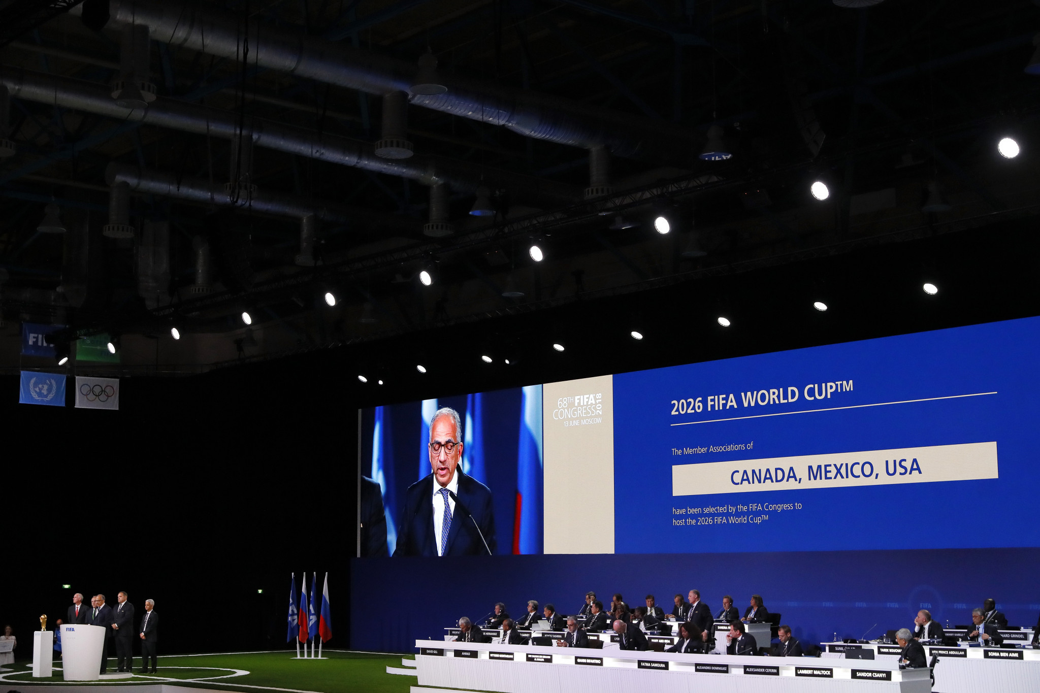 US Soccer head Carlos Cordeiro addresses the FIFA Congress ©Getty Images