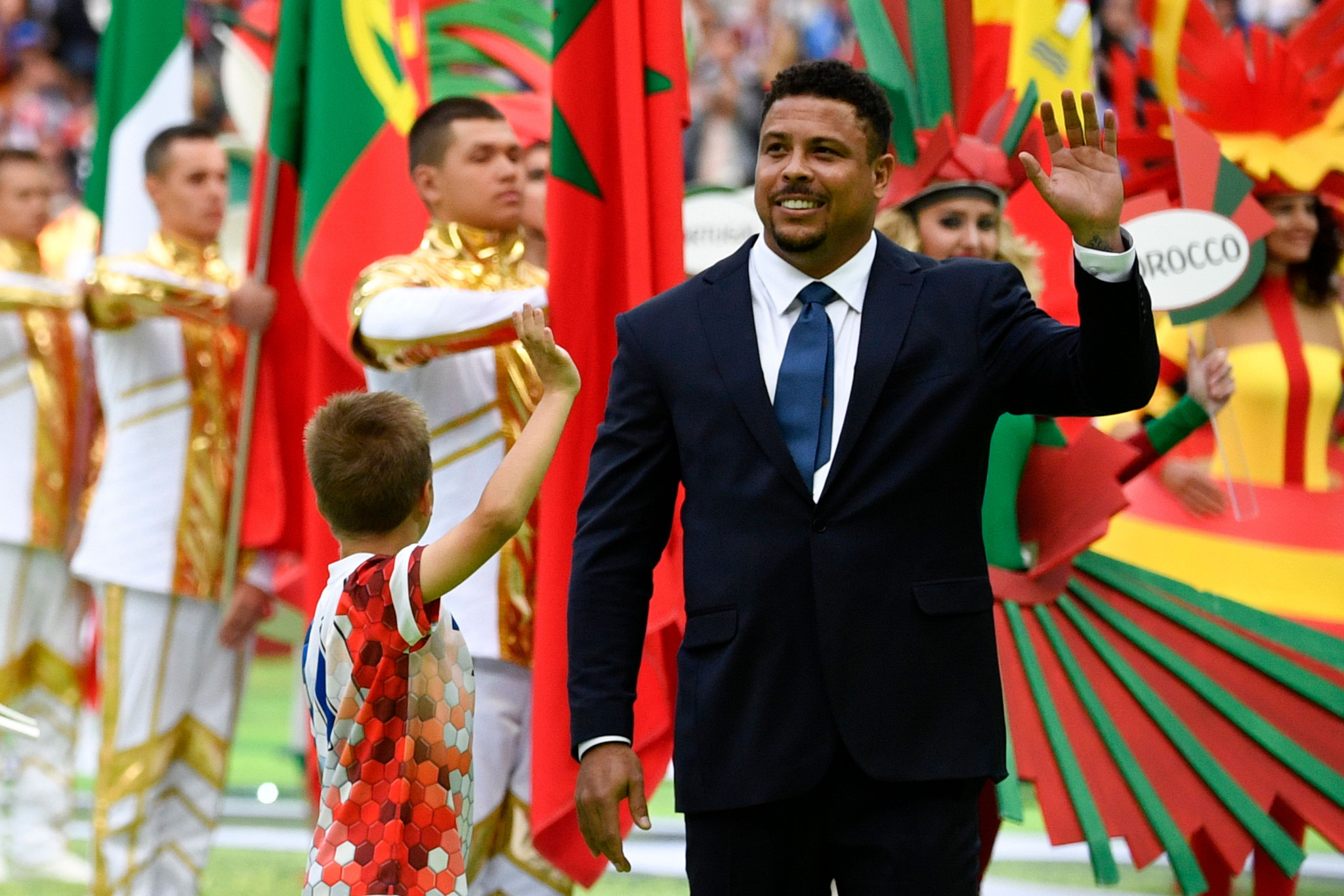 Two-time World Cup winner Ronaldo also appeared at the Opening Ceremony ©Getty Images