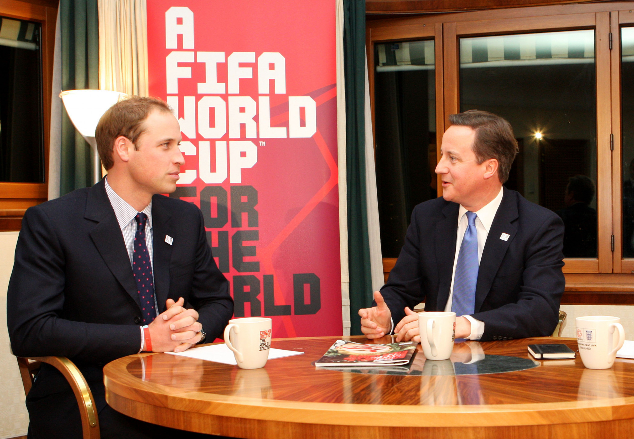 Prince William and former British Prime Minister David Cameron, right, featured in England's unsuccessful bid for the 2018 World Cup, won by Russia ©Getty Images