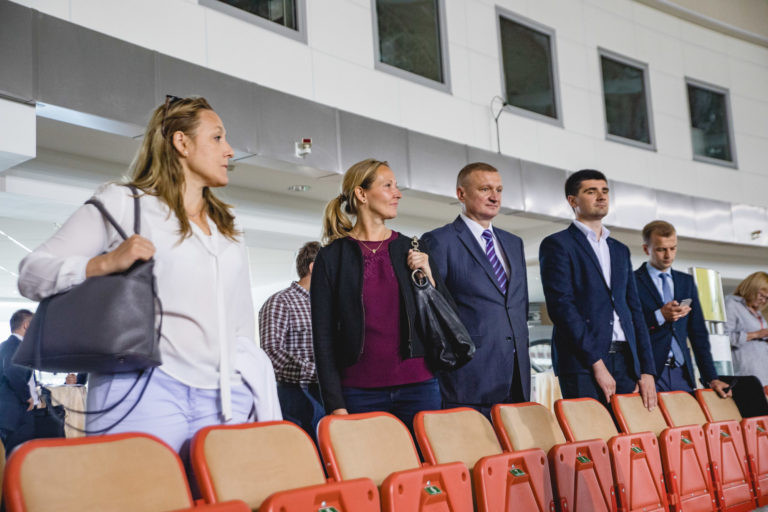 Delegates from the UEG visited the Minsk Arena to discuss plans for the 2019 European Games ©Minsk 2019