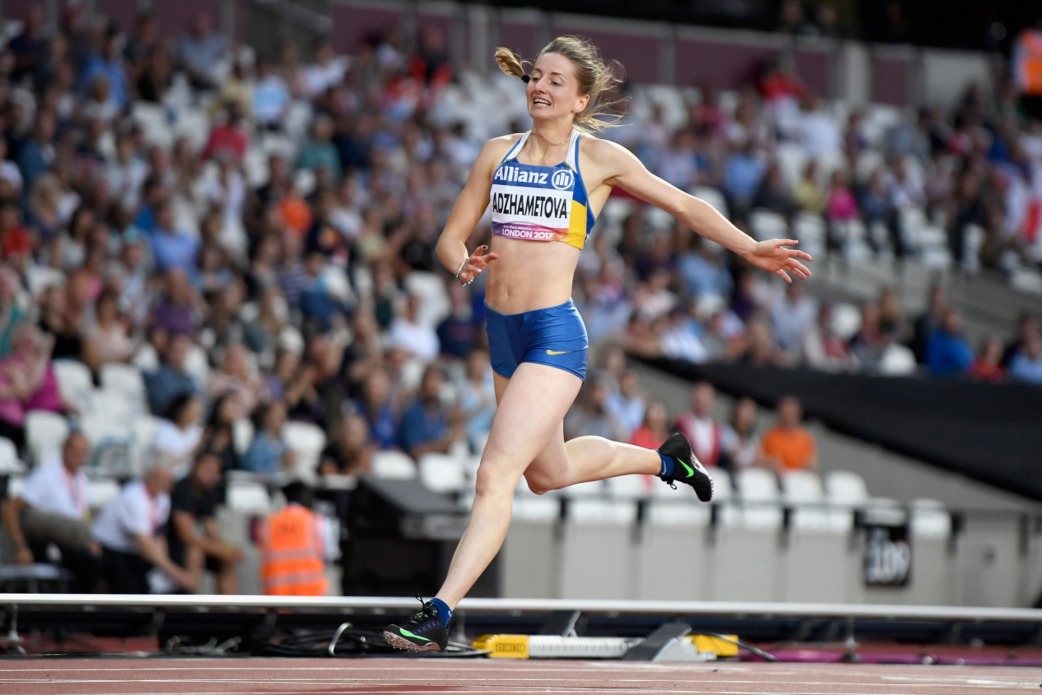 Ukraine's Leilia Adzhametova won the women's 100m T13 event ©Getty Images