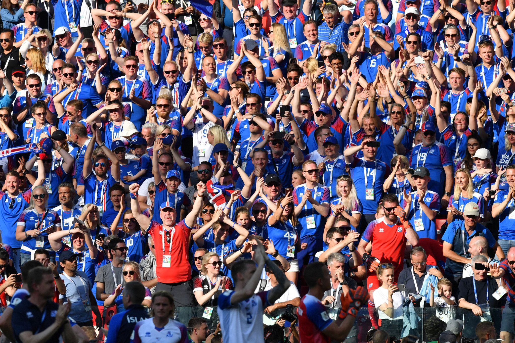 Iceland fans perform their trademark celebration after a surprise draw with Argentina ©Getty Images