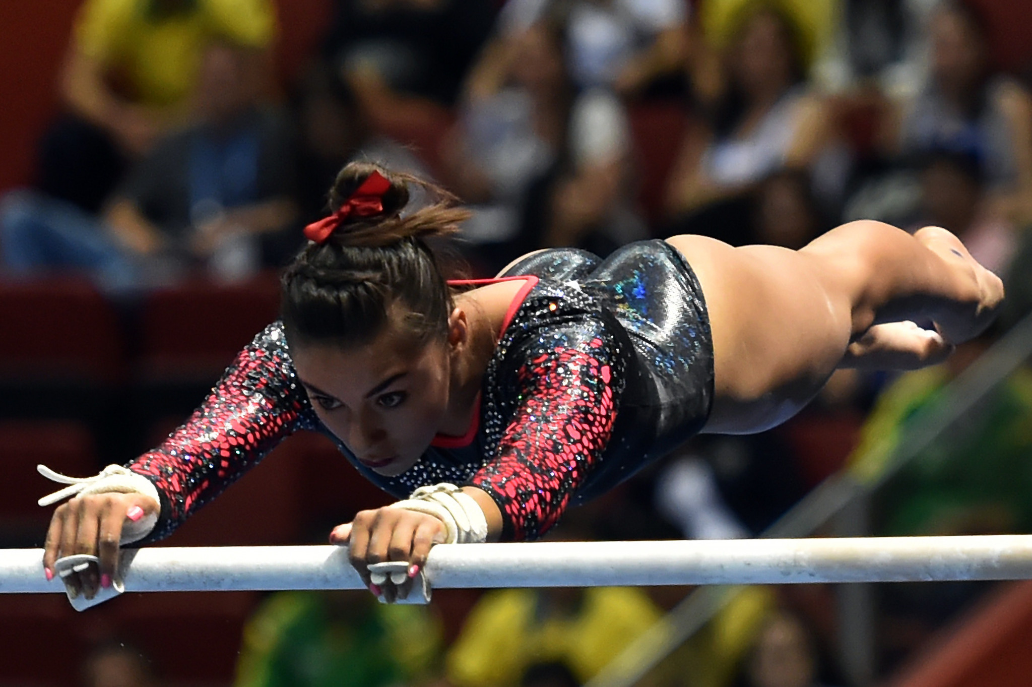 Mexico’s Ahtziri Sandoval won the women’s uneven bars gold medal on the first day of finals at the FIG World Challenge Cup in Guimarães in Portugal ©Getty Images