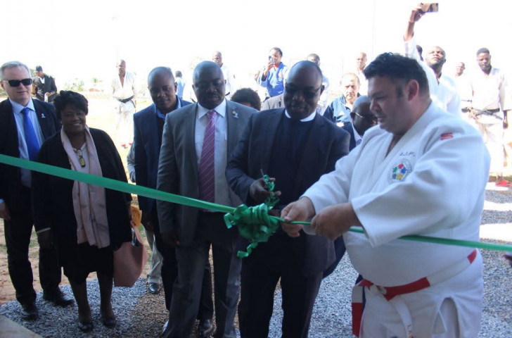 IJF sports director and former world champion Daniel Lascau opens the new dojo in the Zambian capital of Lusaka ©IJF