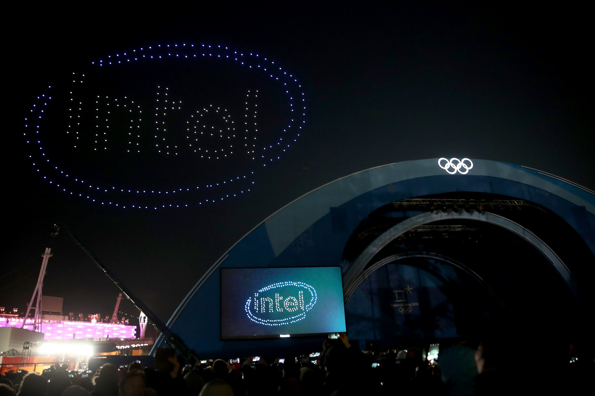 Fun and games from Intel during a Pyeongchang Winter Games medal ceremony earlier this year ©Getty Images  