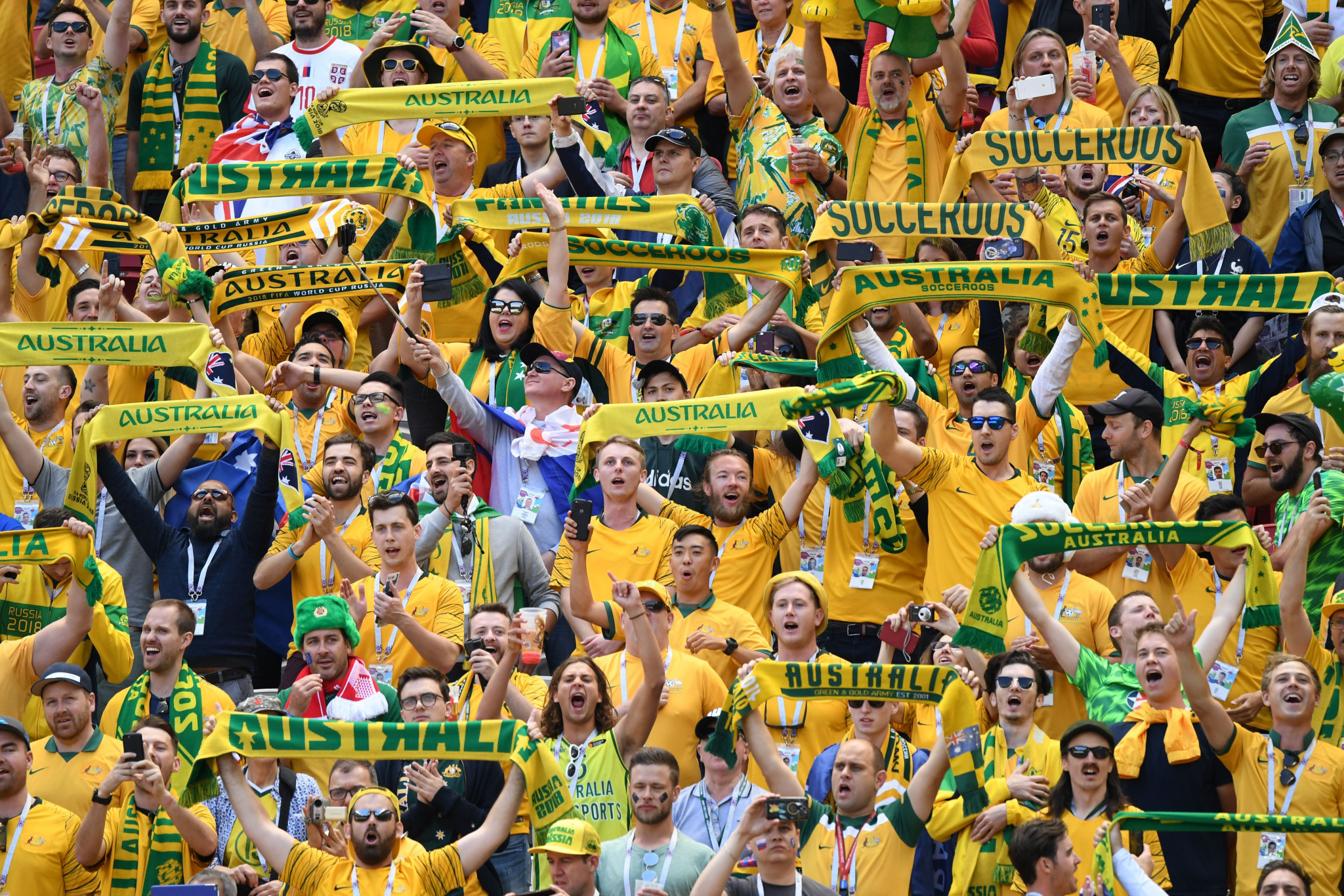 Australian fans were particularly impressive at the Kazan Arena ©Getty Images
