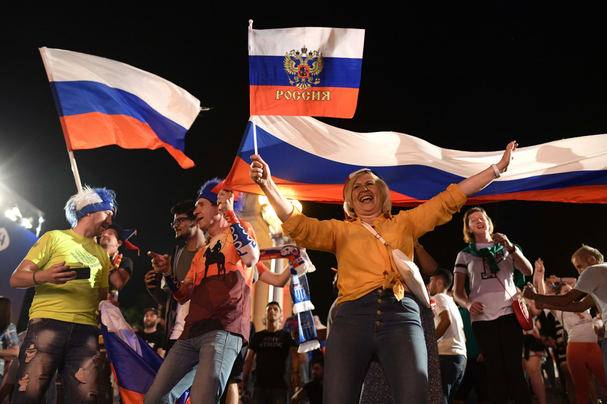 Russia fans in Volgograd celebrate their team's success ©Getty Images