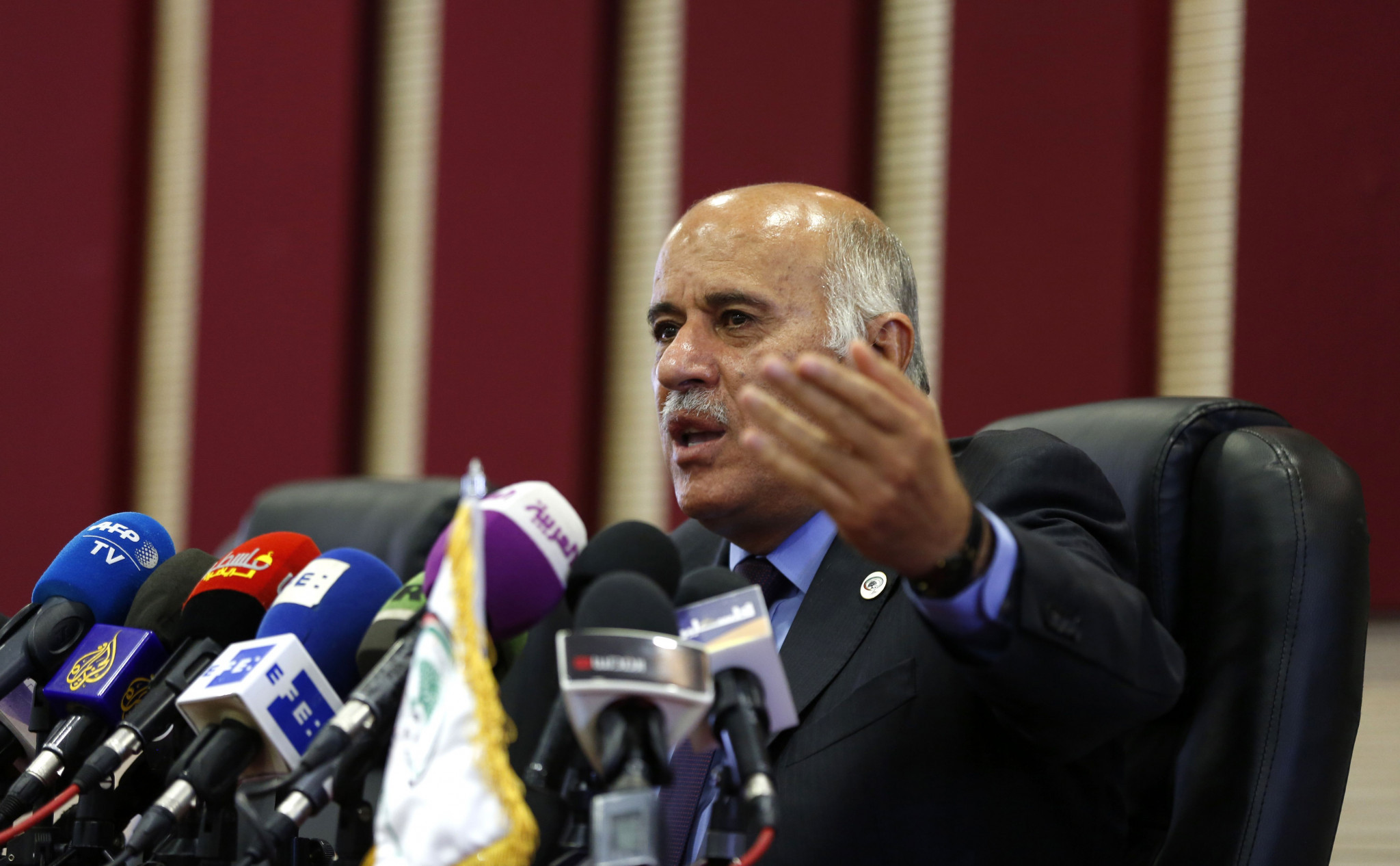 Palestinian Football Association President Jibril Rajoub unsuccessfully attempted to change the FIFA Statutes at is Congress in Moscow last week to punish Israel ©Getty Images
