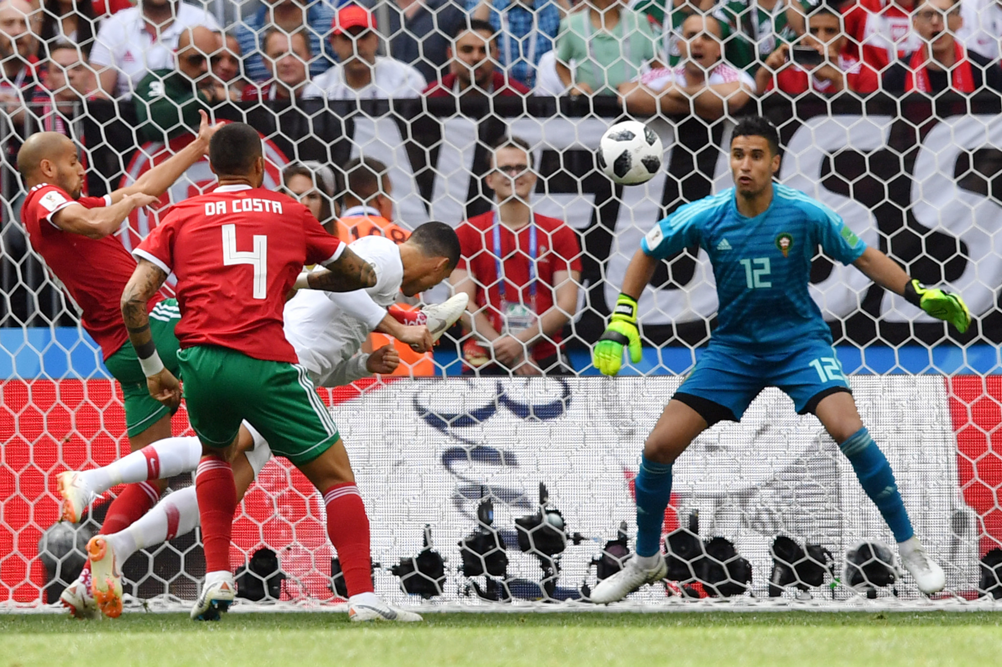 Cristiano Ronaldo heads into the net for his fourth goal of the FIFA World Cup ©Getty Images