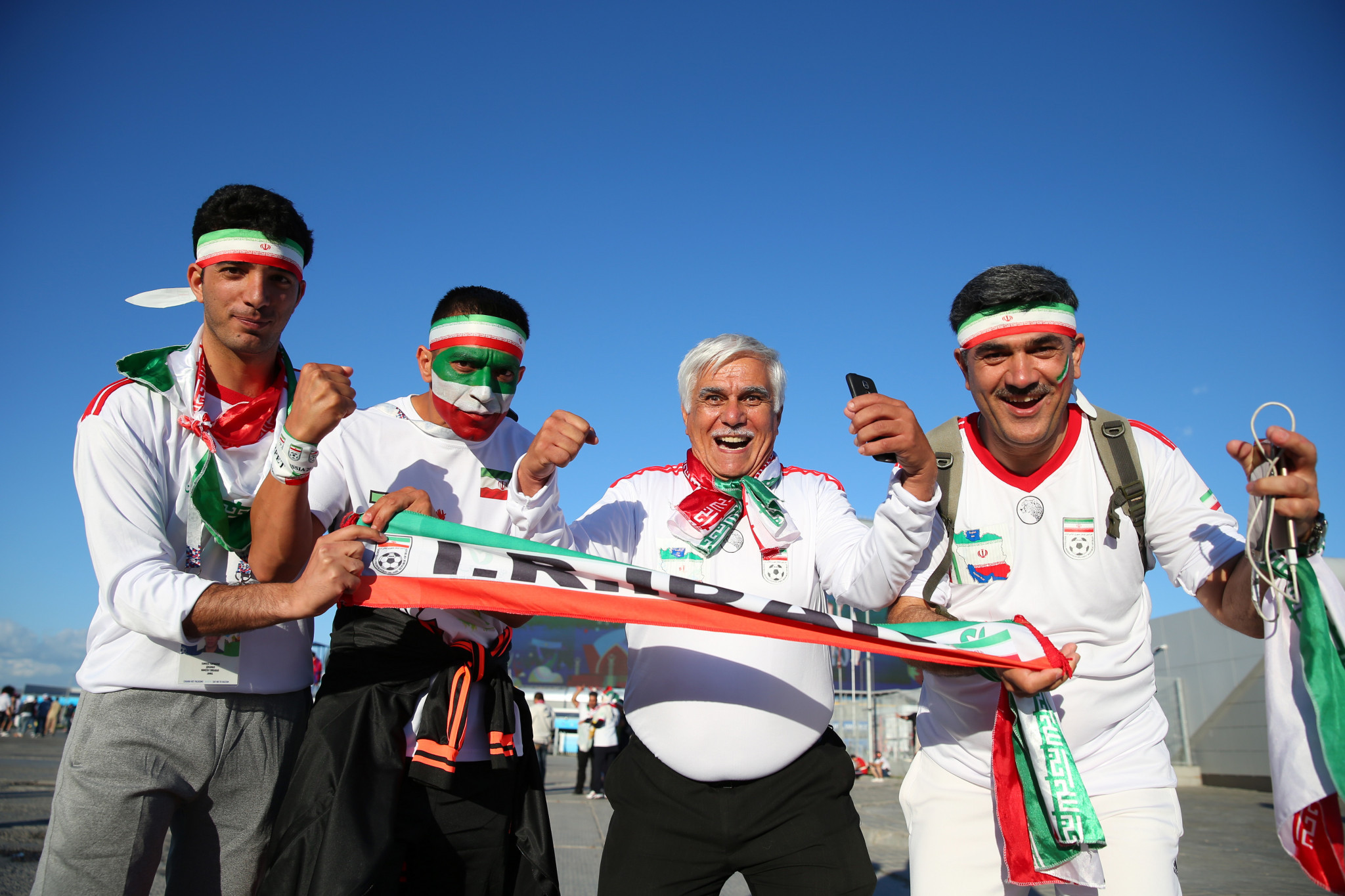 Iran fans prepare for the clash with Spain in the Kazan sunshine ©Getty Images