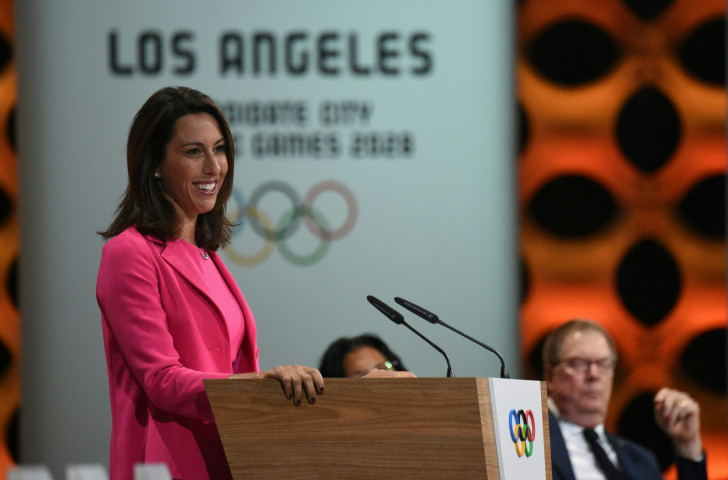Former Olympic and world swimming champion Janet Evans, now a key member of the Los Angeles 2028 team, was present in Paris this week to work on a new Olympic ideal of partnership ©Getty Images  