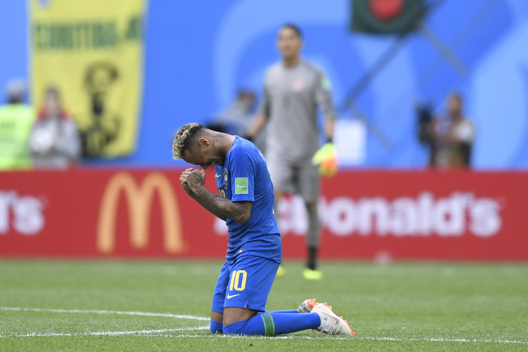 Neymar was in tears of joy after Brazil survived a scare to beat Costa Rica at the 2018 FIFA World Cup in Russia today ©Getty Images