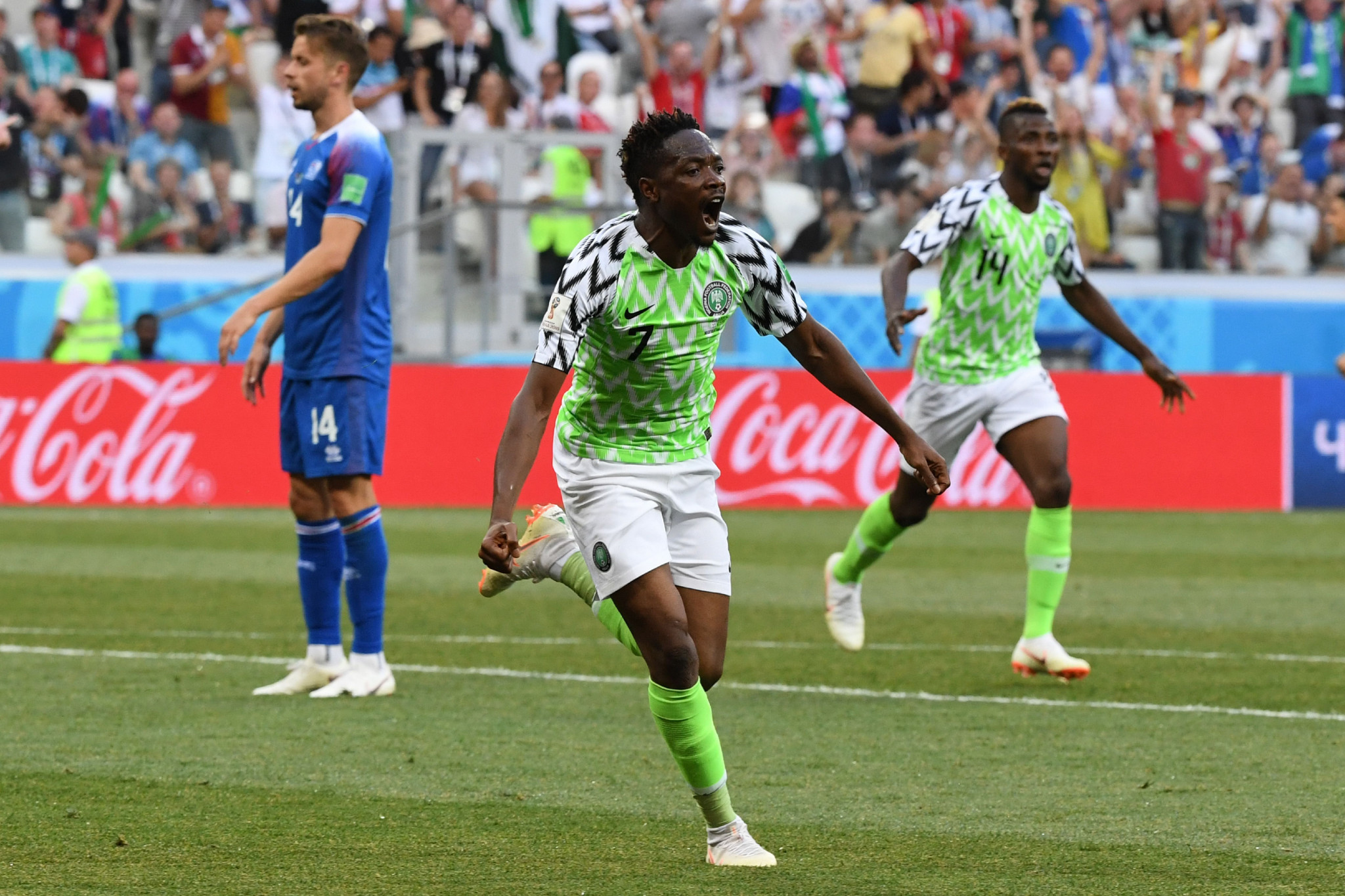 Ahmed Musa scored both goals in Nigeria's 2-0 win over Iceland in Group D ©Getty Images