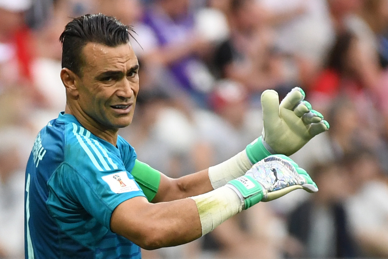 Essam El-Hadary became the oldest player at a World Cup at the age of 45 and saved a penalty in Egypt's defeat to Saudi Arabia ©Getty Images