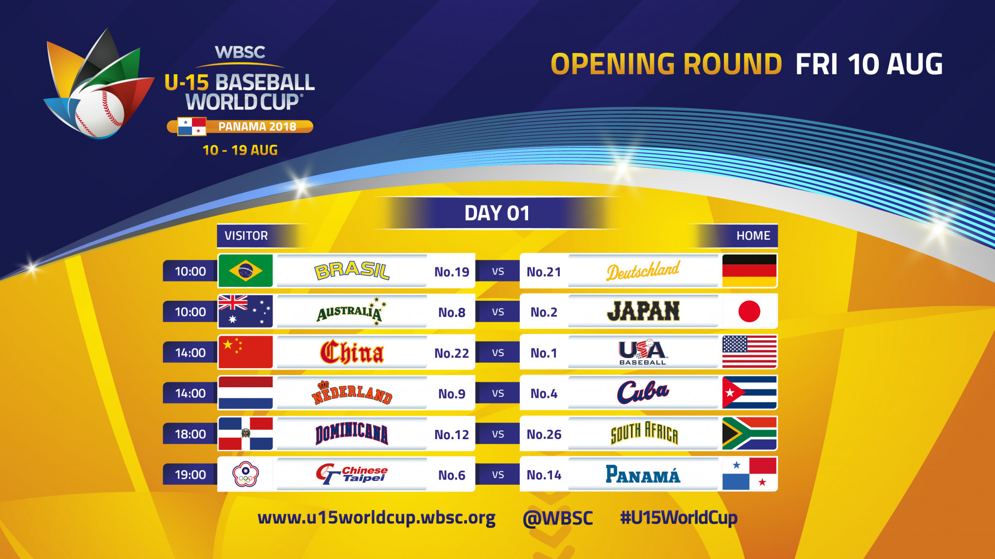 Game schedule announced for WBSC Under-15 Baseball World Cup in Panama