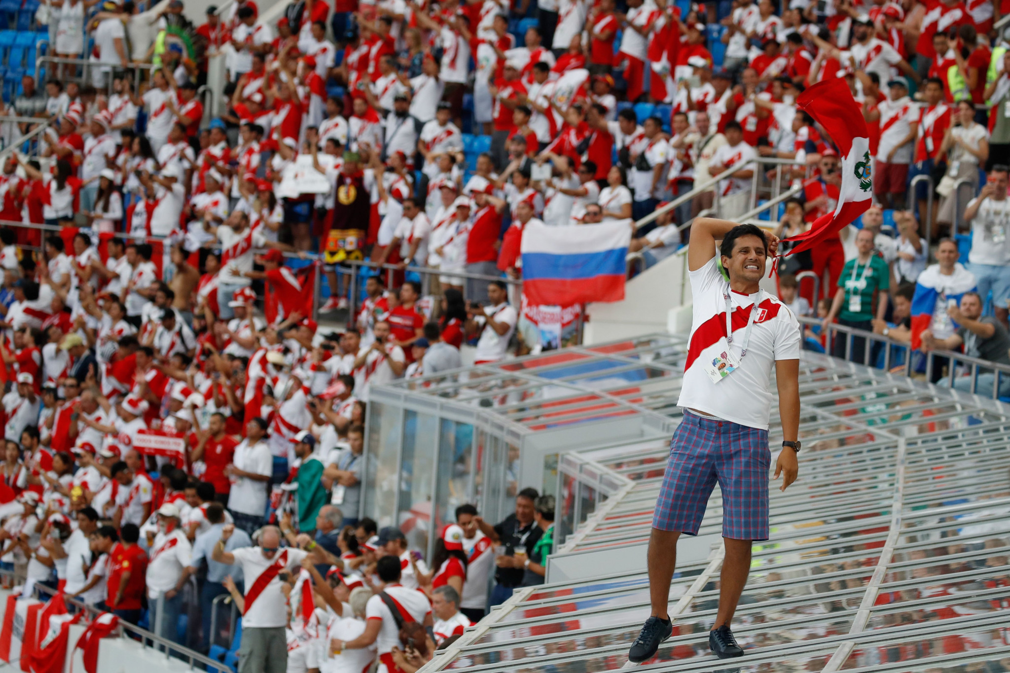 Peru fans celebrate during their win over Australia ©Getty Images