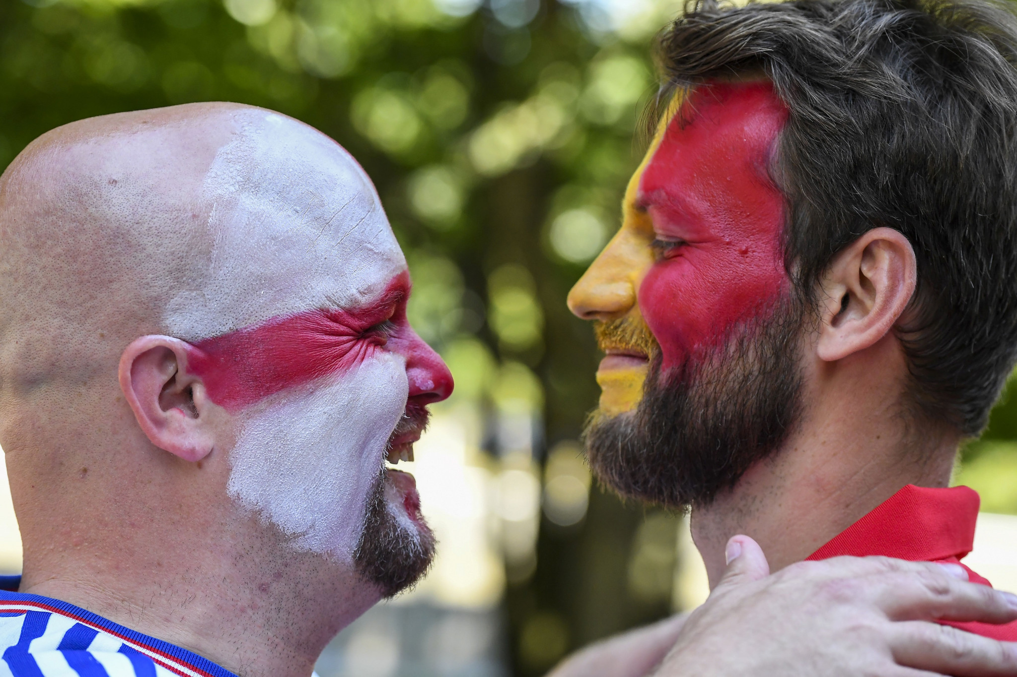 England and Belgium fans face off before the clash in Kaliningrad ©Getty Images