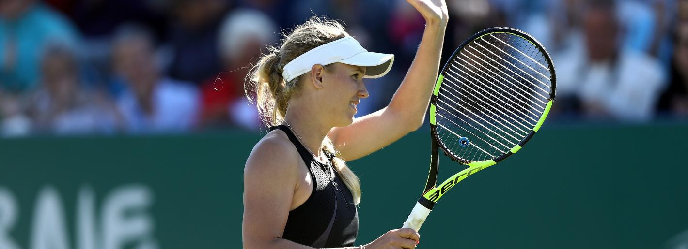 The number one seed Caroline Wozniaki is into the Nature Valley International final at Eastbourne after beating Angelique Kerber in three sets ©WTA