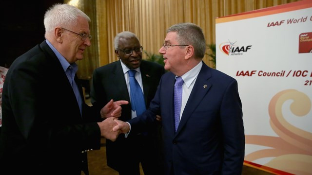 IOC President Thomas Bach (right) has accepted an invitation to speak at the next European Athletics Convention by the federation's President Svein Arne Hansen (left) ©Getty Images