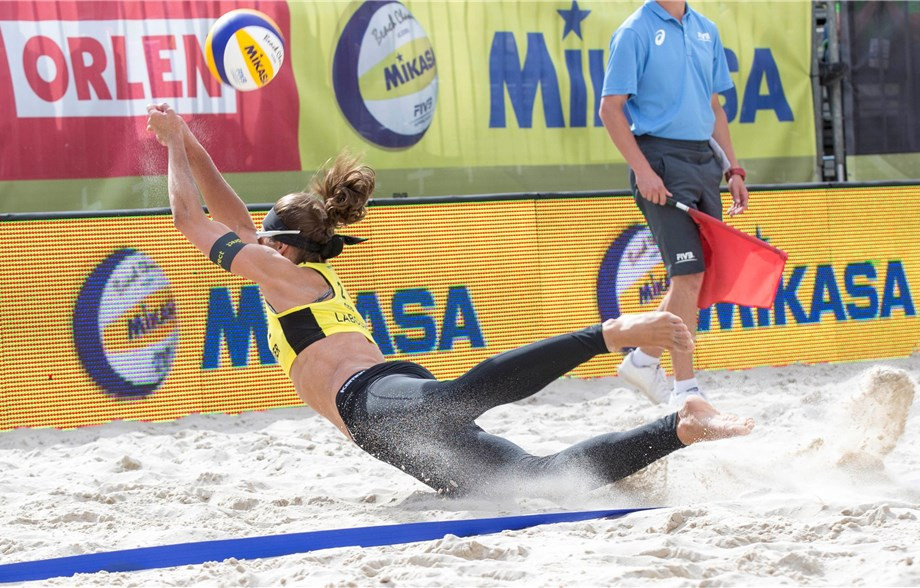 Germany’s Julia Sude and Chantal Laboureur, pictured, are through to the women's final ©FIVB
