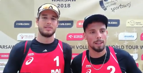 Home favourites Piotr Kantor and Bartosz Losiak are through to the men's final at the FIVB Beach Volleyball World Tour event in Warsaw ©FIVB/Twitter