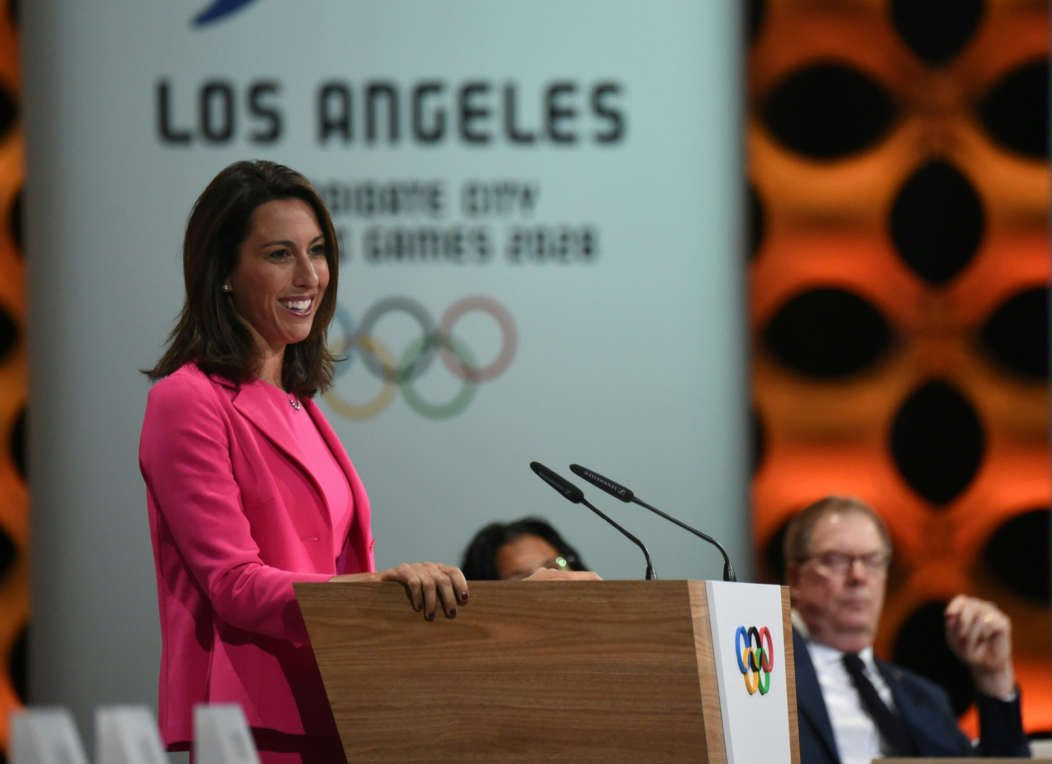 Janet Evans was seen as a crucial figure in Los Angeles being awarded the 2028 Olympics and Paralympics ©Getty Images