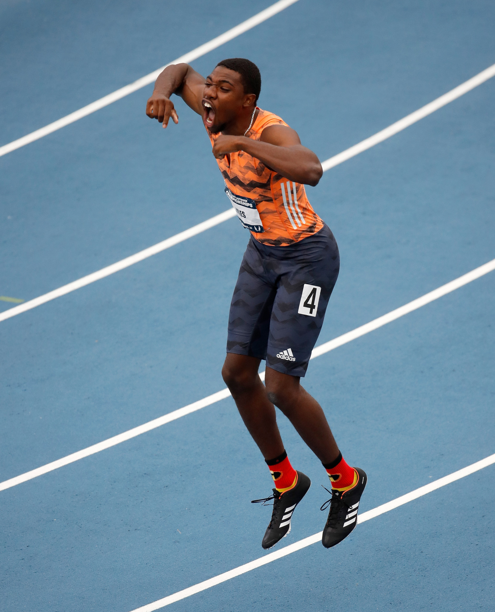 Noah Lyles, celebrating last month's US Championships 100m victory in 9.88sec, is a strong contender to become top dog in the sprints, post-Bolt - but the 20-year-old has strong opposition ©Getty Images  