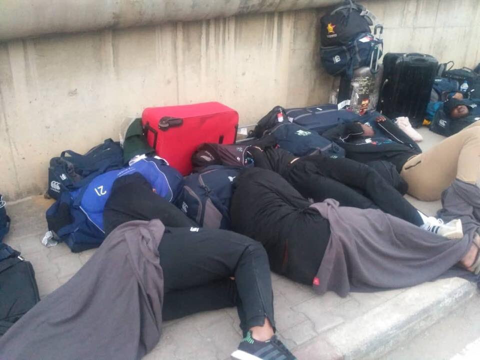 An apology has been issued after the Zimbabwe rugby team slept on the street in Tunisia ©Twitter