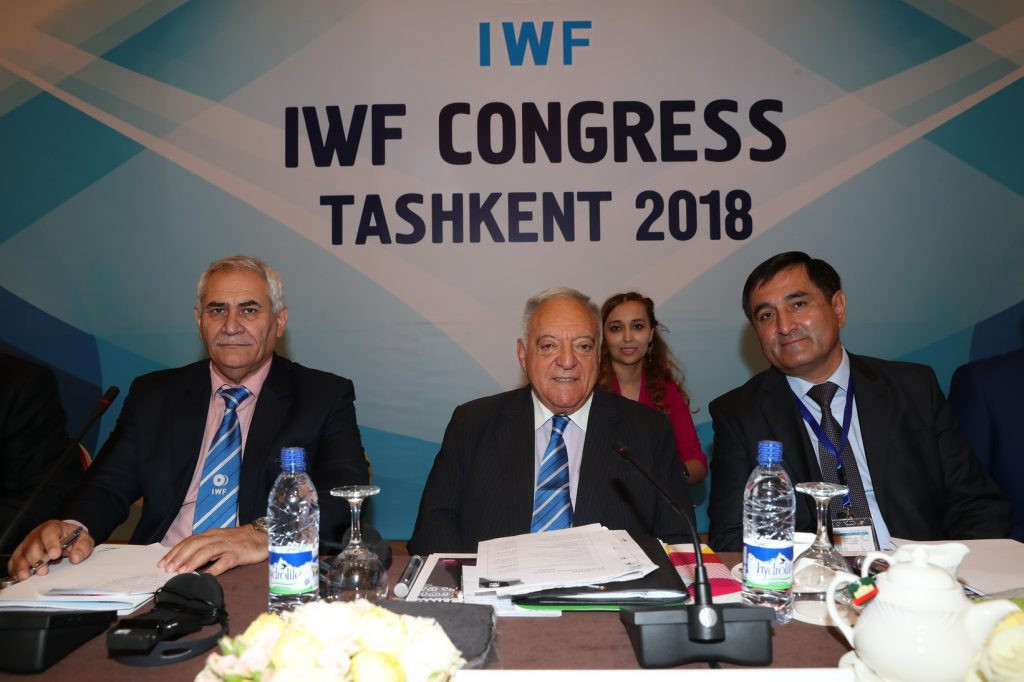 International Weightlifting Federation President Tamás Aján, centre, has warned member federations at the world governing body’s Congress that the sport will "slowly disappear" if it loses its place on the Olympic programme ©IWF
