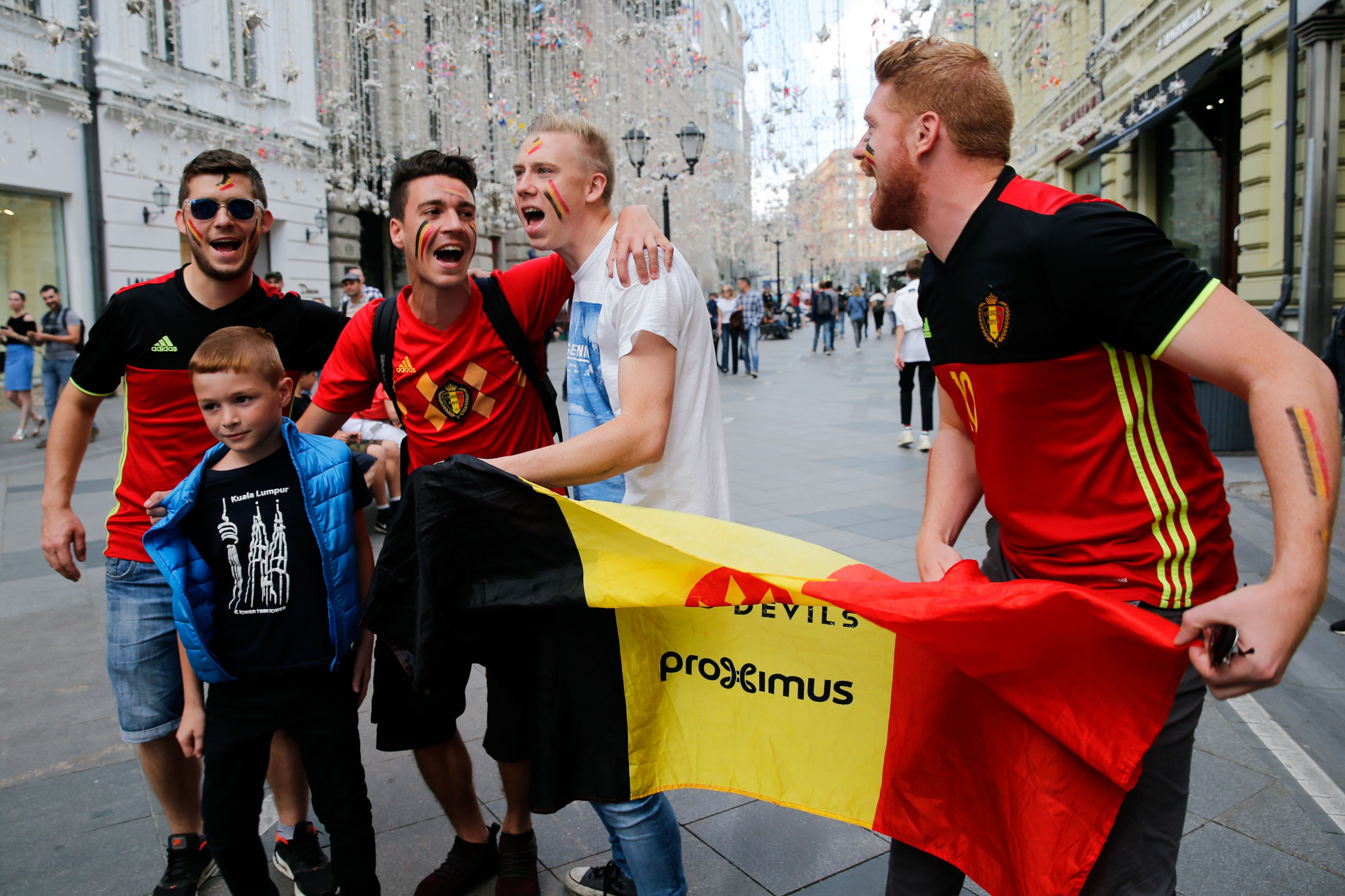 Belgium supporters cheering before the match in Moscow ©Getty Images