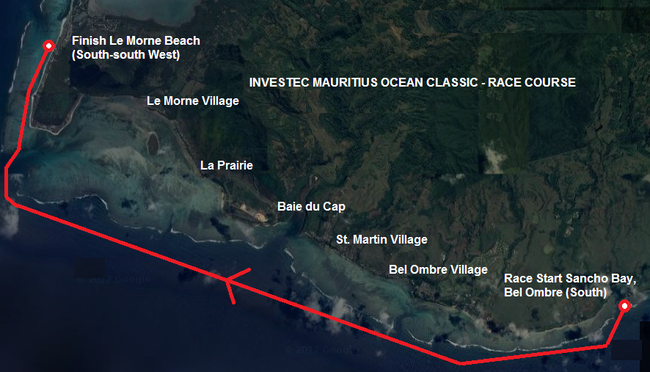 Athletes raced over a 24km course today off the coast of Mauritius ©SurfSkiMauritius