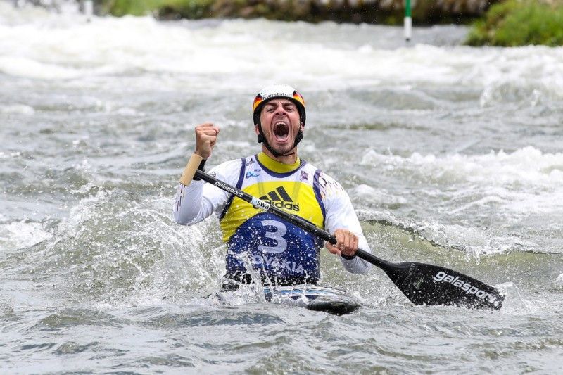 Germany's Sideris Tasiadis earned an emphatic victory at the ICF World Cup in Augsburg ©ICF