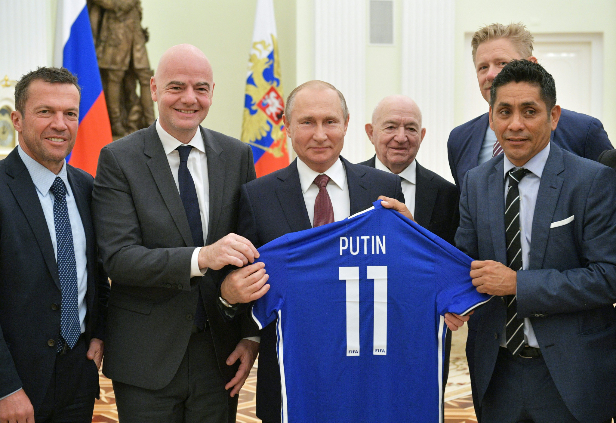 FIFA President Gianni Infantino and Russian President Vladimir Putin have posed for numerous photos in recent months ©Getty Images