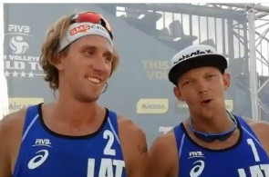 Latvia's Janis Smedins and Aleksandrs Samoilovs won the FIVB Beach Volleyball World Tour event in Portugal ©FIVB