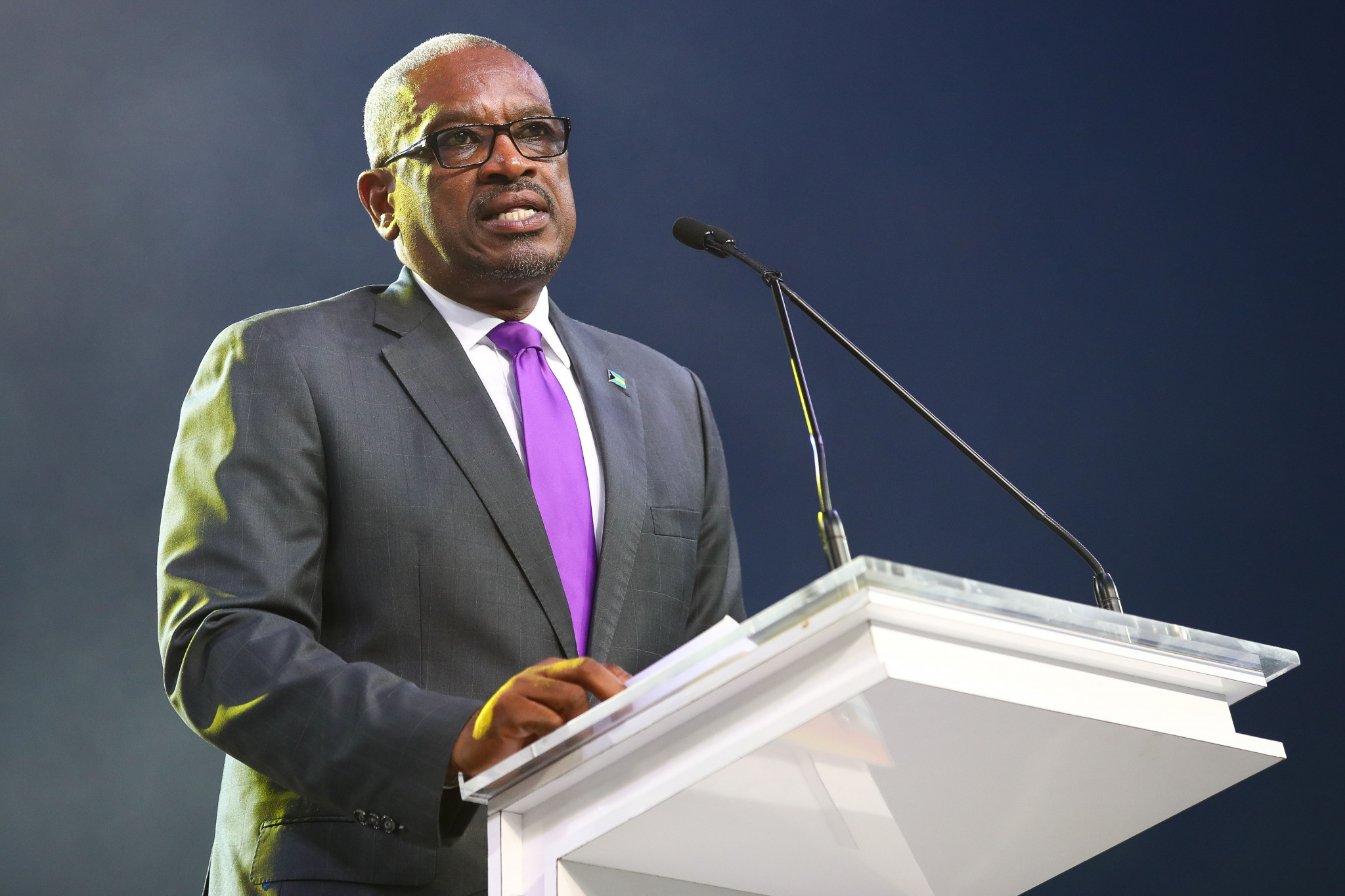 Bahamas Prime Minister Hubert Minnis pictured attending last year's Commonwealth Youth Games in the country ©Getty Images
